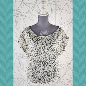 Drew Beige Leopard Print Round Neck Loose Fit Top